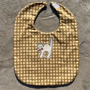 Handmade, embroidered Halloween cat baby bib new